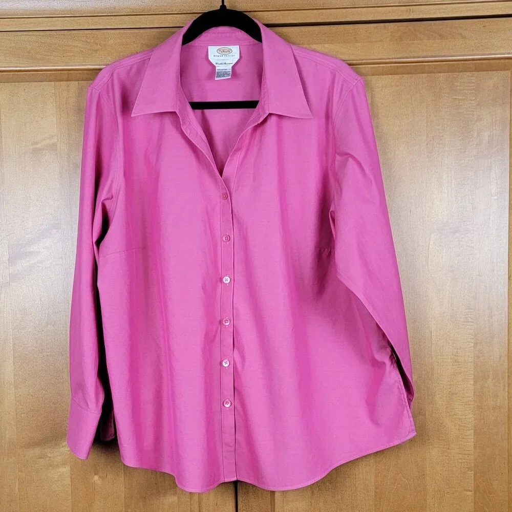 Talbots Wrinkle Resistant Long-Sleeve Pink Cotton Blouse - 24P - Picture 1 of 8